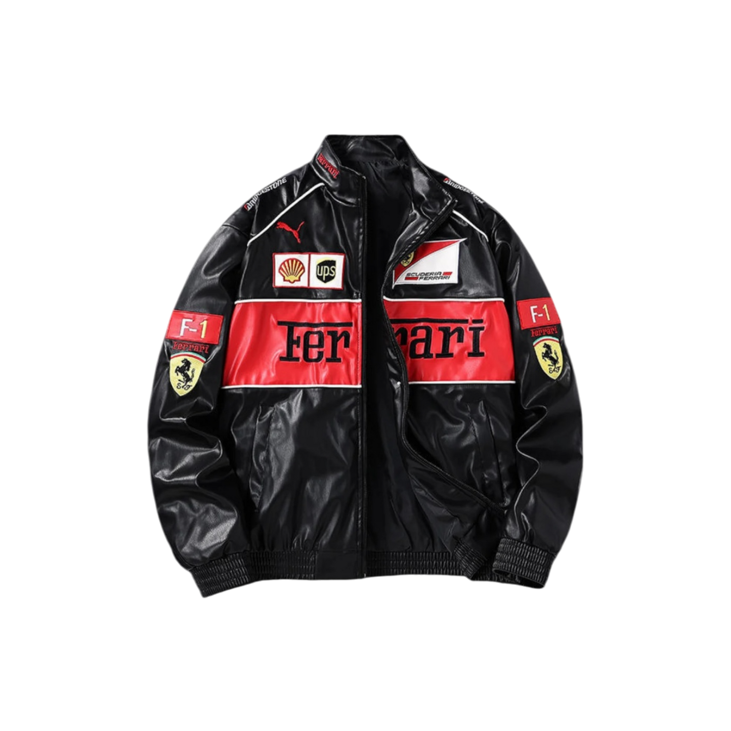 BLACK W/ RED RARI LEATHER JACKET