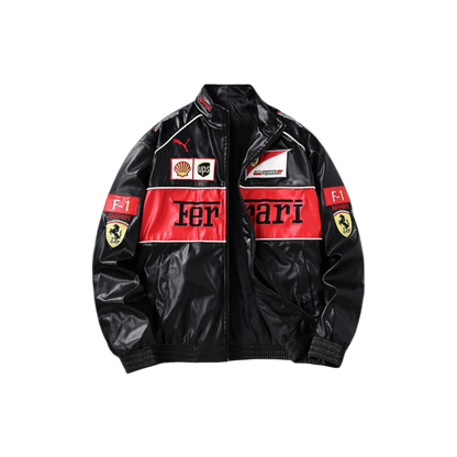 BLACK W/ RED RARI LEATHER JACKET