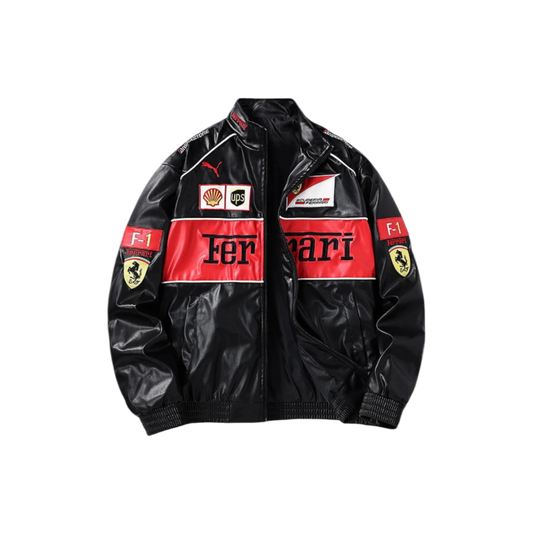 BLACK W/ RED RARI LEATHER JACKET