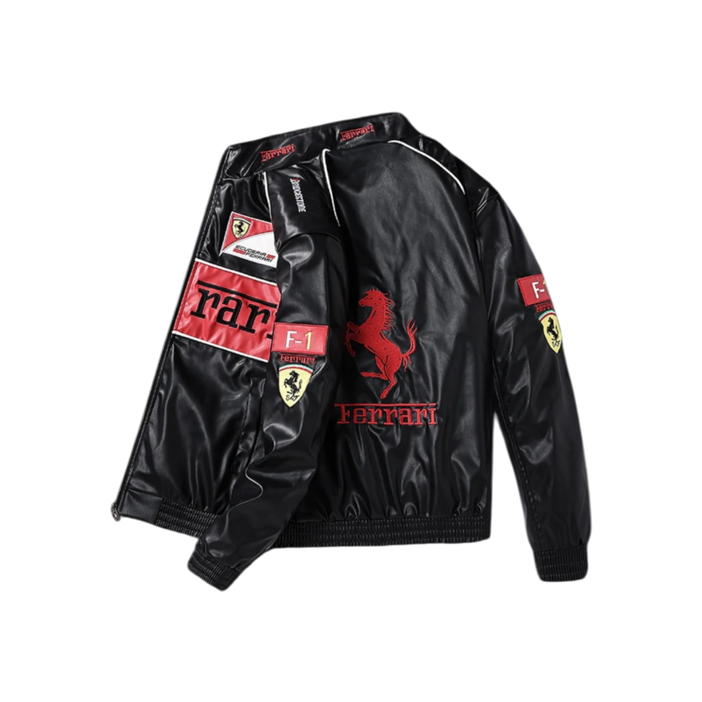 BLACK W/ RED RARI LEATHER JACKET