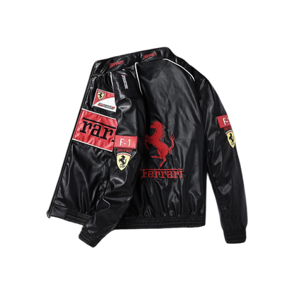 BLACK W/ RED RARI LEATHER JACKET